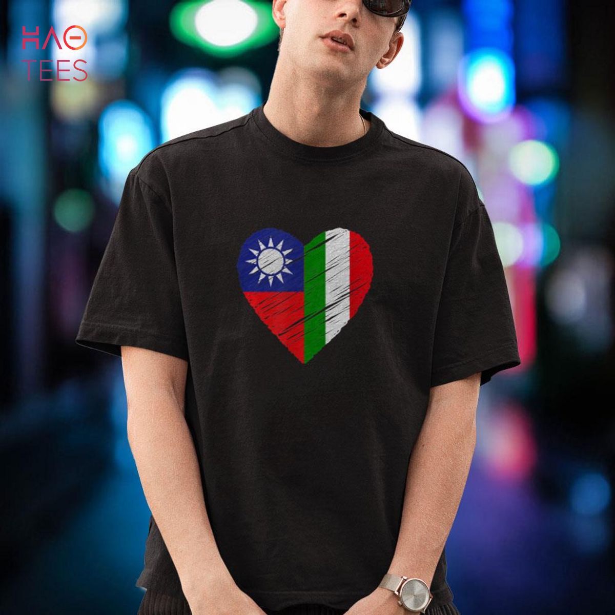 Taiwan Italy Heart Italian Flag Taiwanese Flag Love Heart Shirt