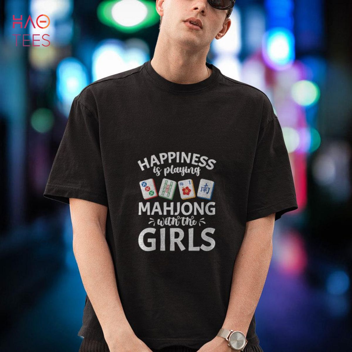 Womens Mahjong Tee Happiness Is Playing Mahjong With The Girls Shirt