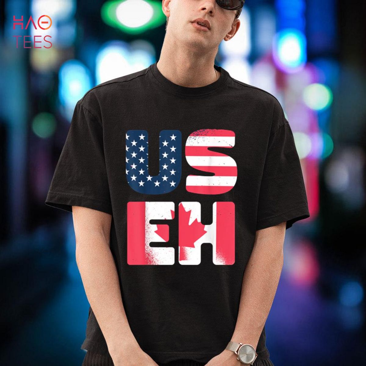 Funny US EH Flag For American Canadian Roots Men Women Kids Shirt