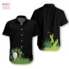Golf White Pattern Black Background Hawaiian Shirt
