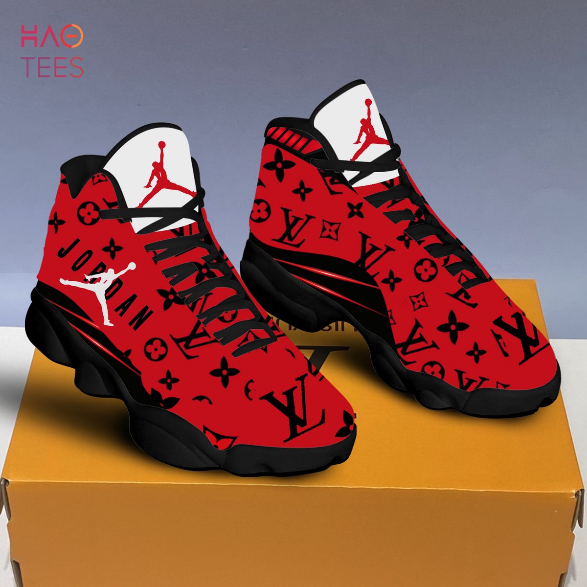 LV Air Jordan 13 Red Mix Black Sneaker, Shoes