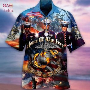 BEST American Flag Home Of The Free Because Of The Brave Print Hawaiian Shirt