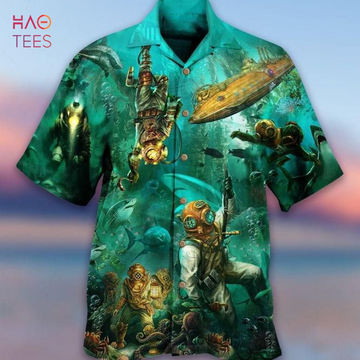 Diver In The Ocean Print Hawaiian Shirt Diver In The Ocean Print Hawaiian Shirt