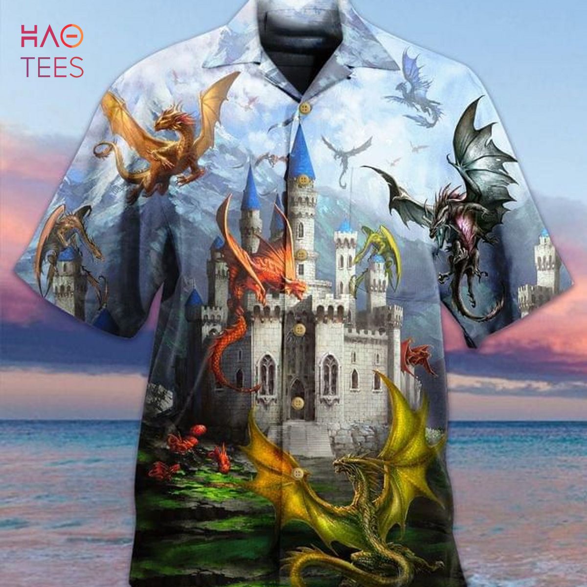 Dragons 2 Print Hawaiian Shirt Dragons 2 Print Hawaiian Shirt