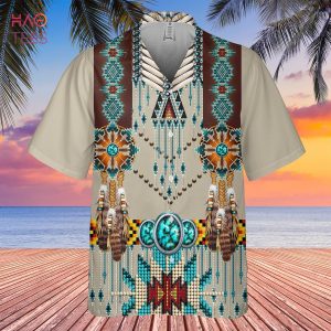 Turquoise Breastplate Native American Hawaiian Shirt 3D New
