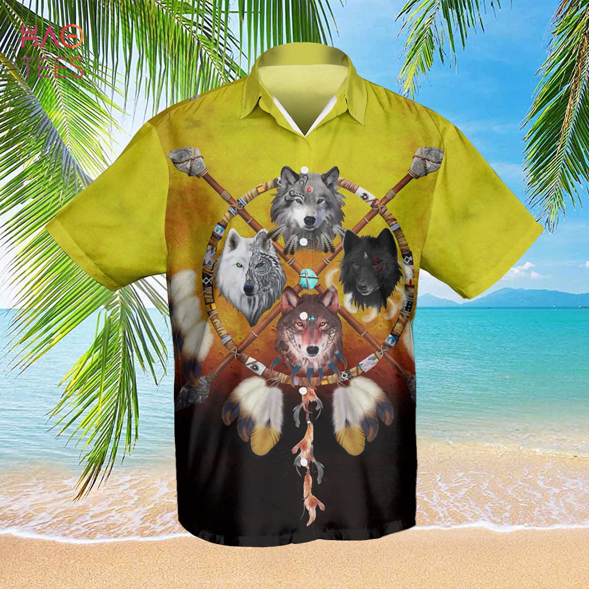 Wolf & Dream Catcher Hawaiian Shirt 3D Wolf & Dream Catcher Hawaiian Shirt 3D