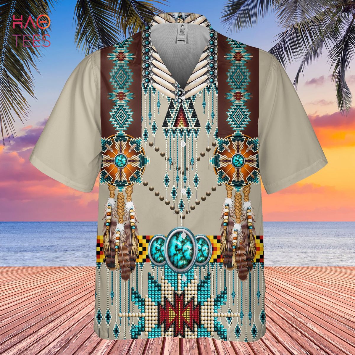 Turquoise Breastplate Native American Hawaiian Shirt 3D New Turquoise Breastplate Native American Hawaiian Shirt 3D New