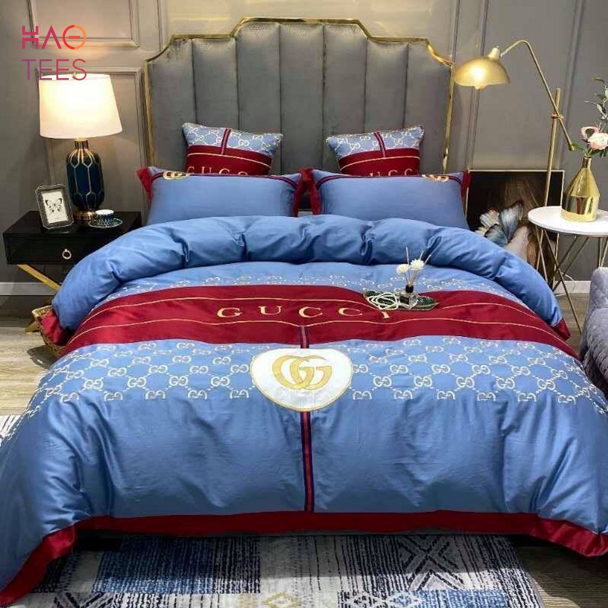 BEST Gucci Blue Luxury Limited Edition Bedding Set