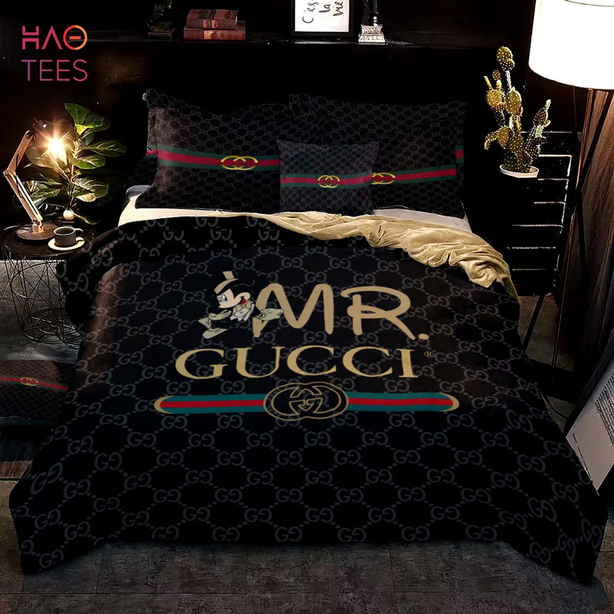 Quality Fashion Comfortable Louis Vuitton X Supreme Gucci Design Real Silk  4 Pieces Bedding Set Bed Sheet Quilt Cover