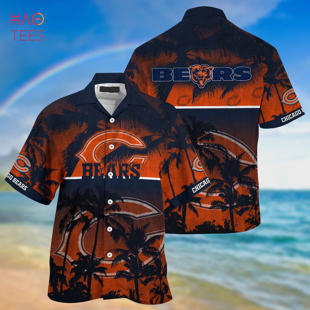 Nfl Chicago Bears Stars In Orange Dark Blue Trendy Hawaiian Shirt Aloha  Shirt - Trendy Aloha