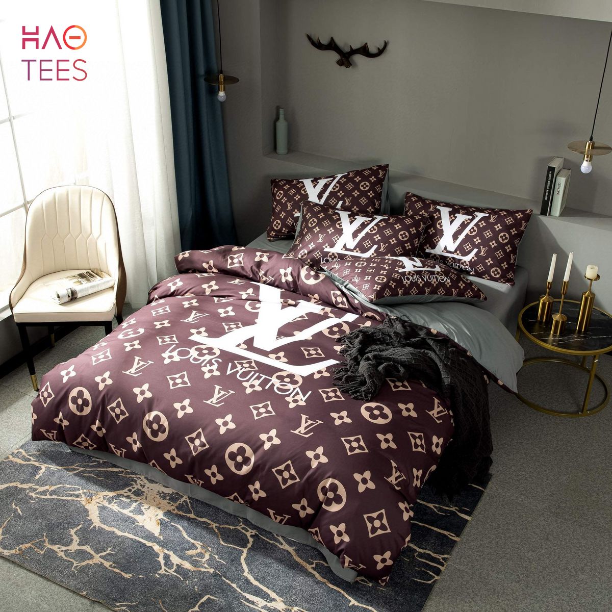 SALE] Louis Vuitton Brown Luxury Brand Premium Bedding Set Duvet Cover Home  Decor