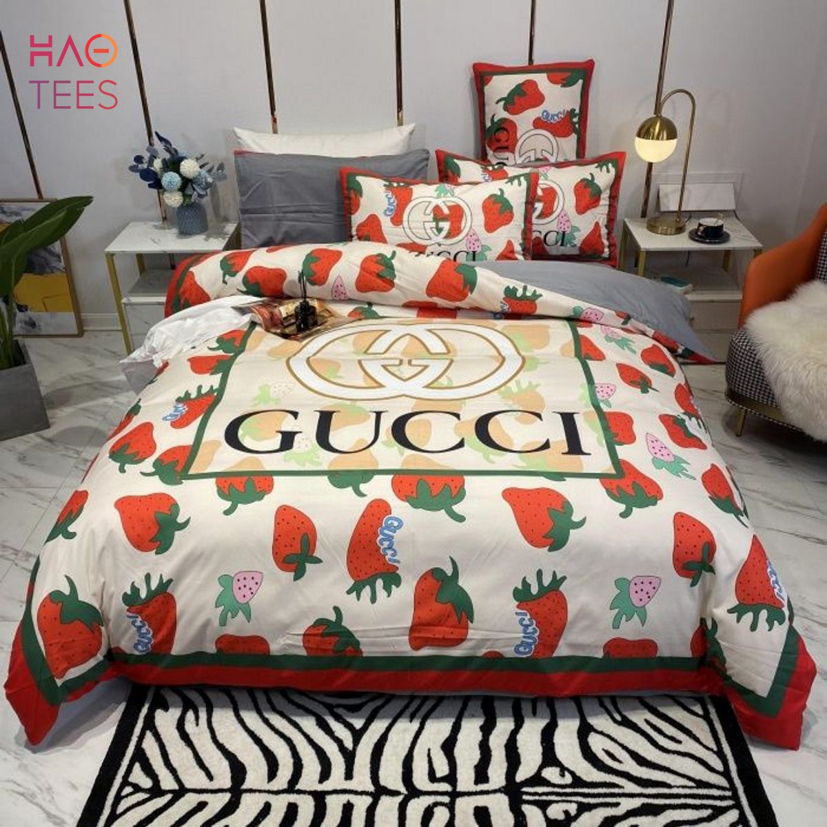 Strawberry Luxury Gc Gucci Bedding Sets Duvet Cover Luxury Brand Bedroom  Sets