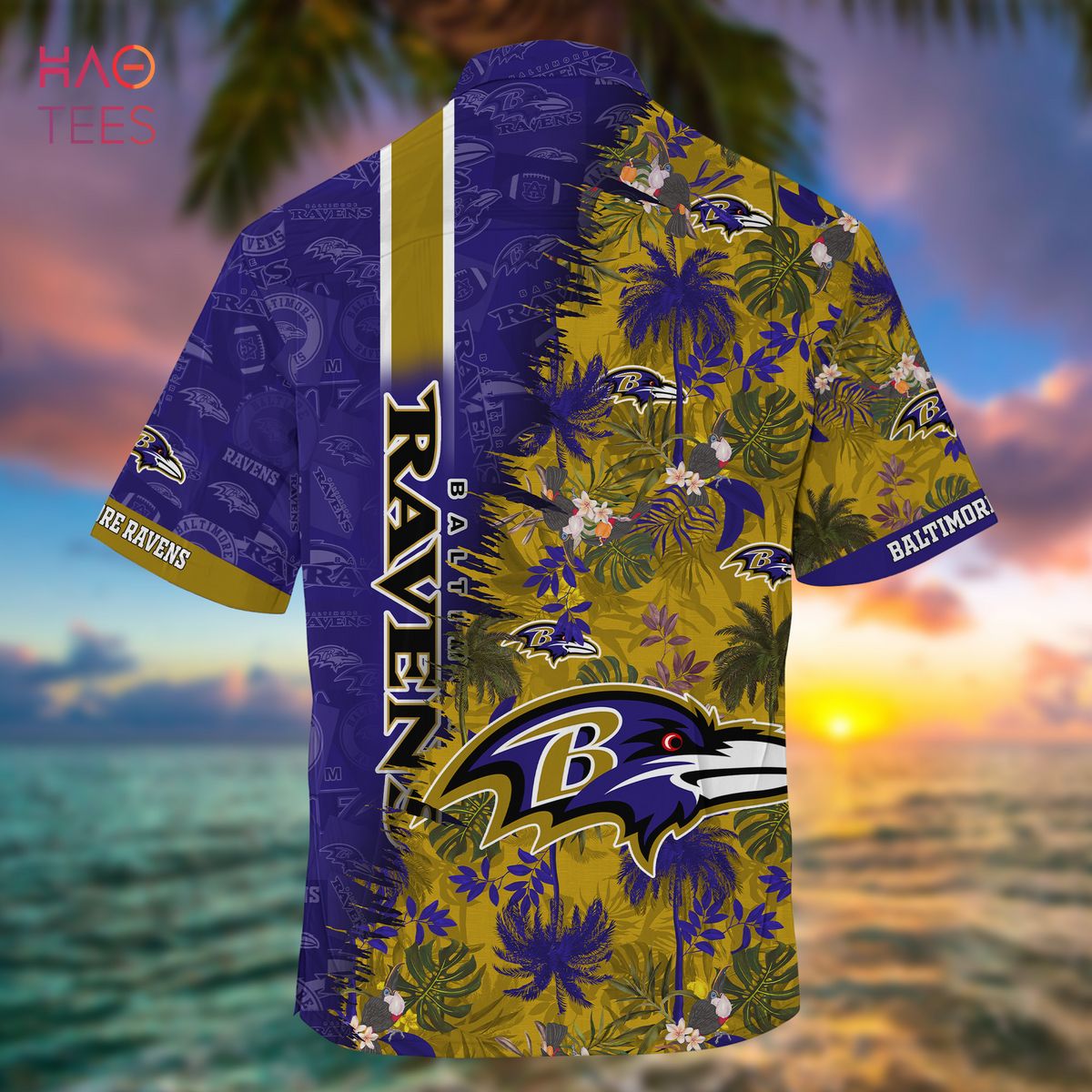 Nfl Baltimore Ravens Purple Gold Trendy Hawaiian Shirt Aloha Shirt - Trendy  Aloha