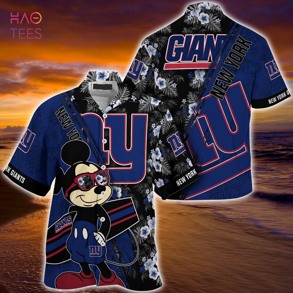 Mickey And Floral New York Giants NFL Summer Hawaiian Shirt