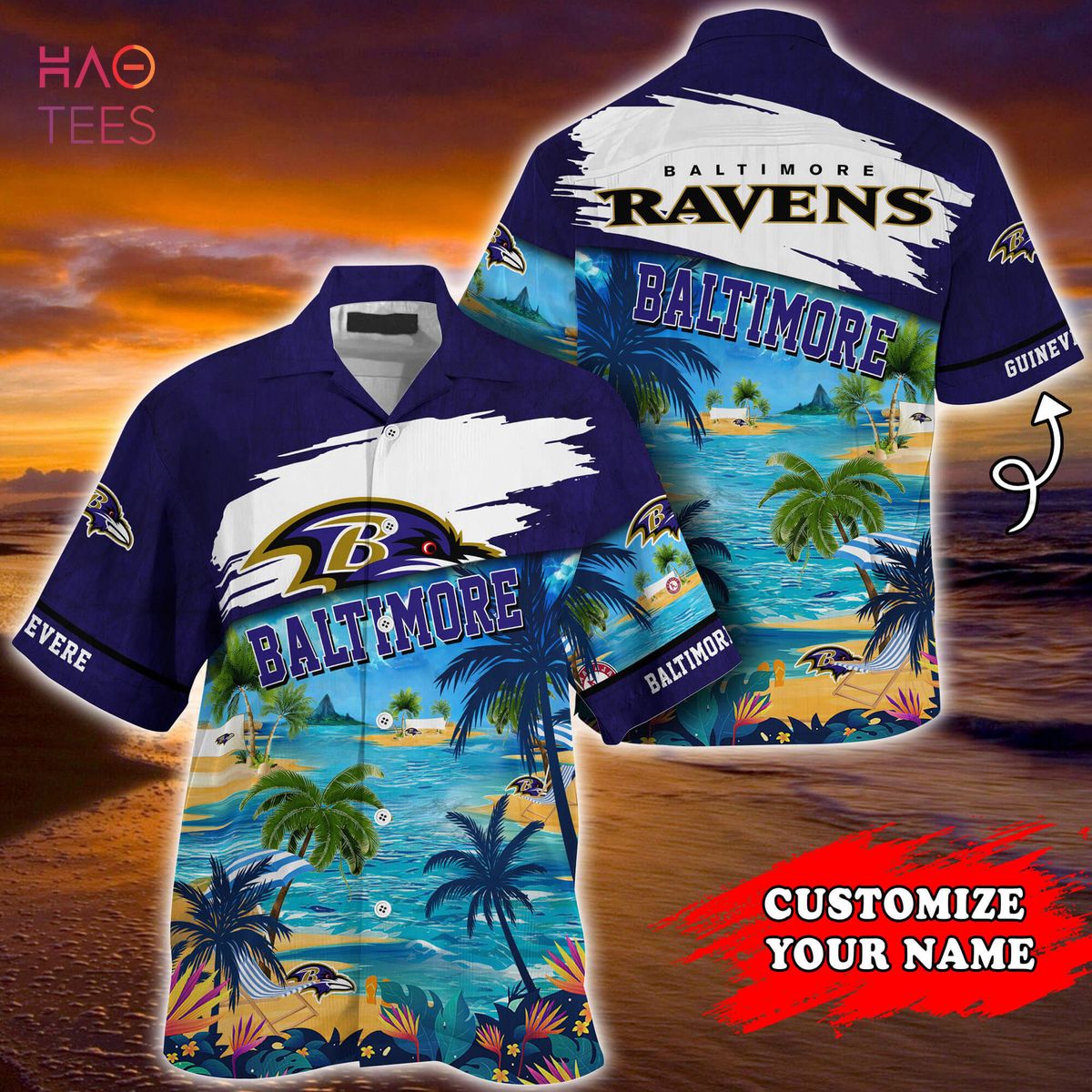 Baltimore Ravens NFL Customized Summer Hawaiian Shirt And Short