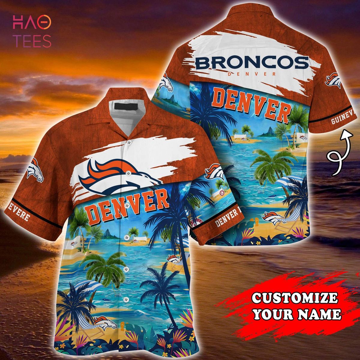 Denver Broncos NFL Custom Name Hawaiian Shirt