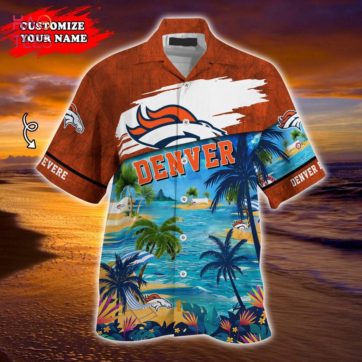 NFL Teams Football Denver Broncos Hawaiian Shirt, Custom Name