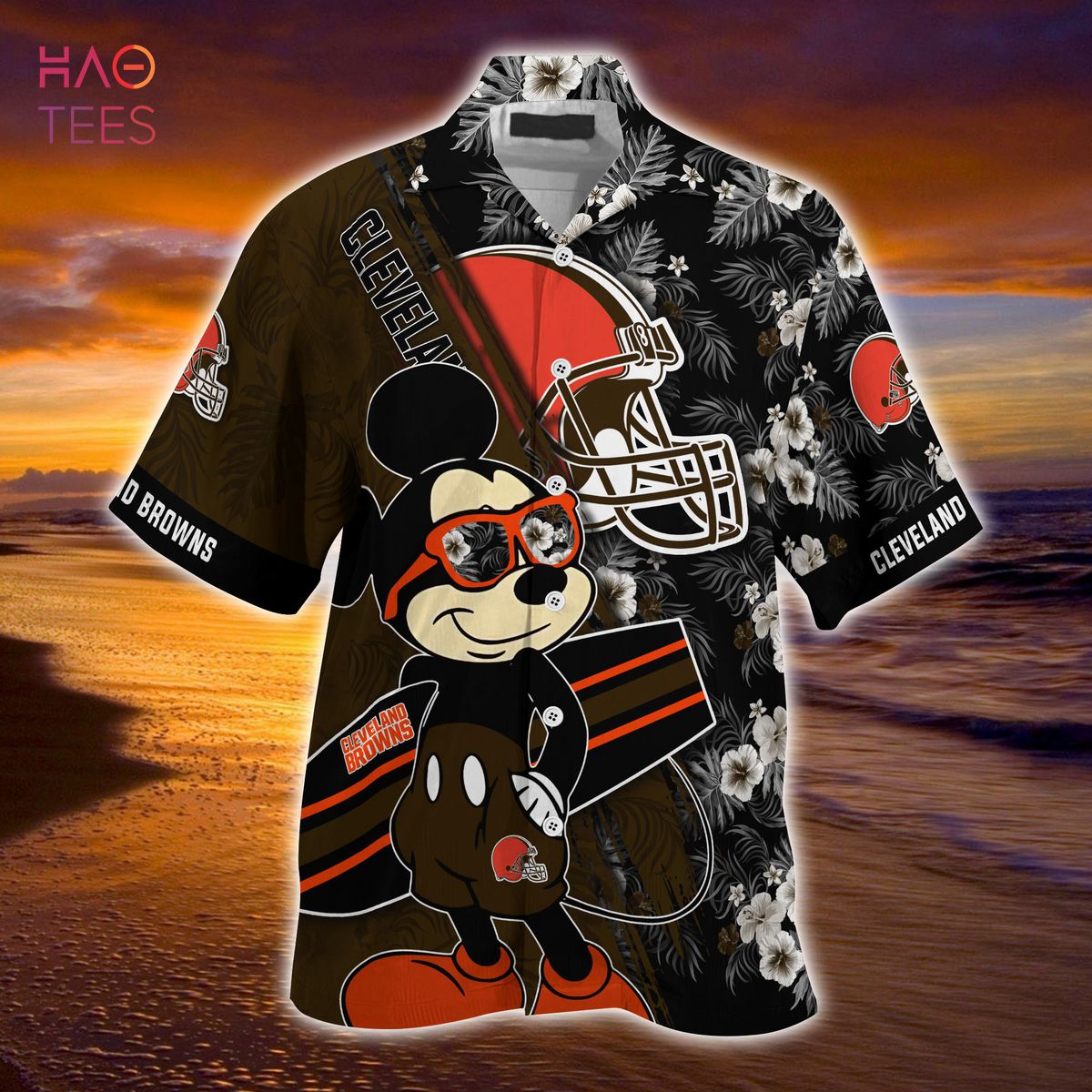 Mickey And Floral Cleveland Browns NFL Summer Hawaiian Shirt