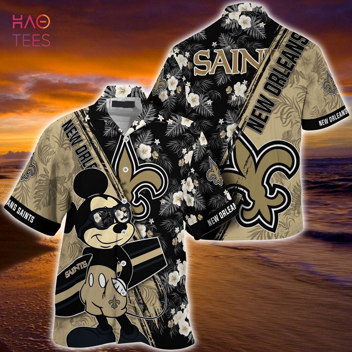 Mickey And Floral New Orleans Saints NFL Summer Hawaiian Shirt Mickey And Floral New Orleans Saints NFL Summer Hawaiian Shirt