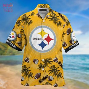 NFL Pittsburgh Steelers Golden Flower Grey Leaf Hawaiian Shirt Aloha Shirt  - FavoJewelry in 2023