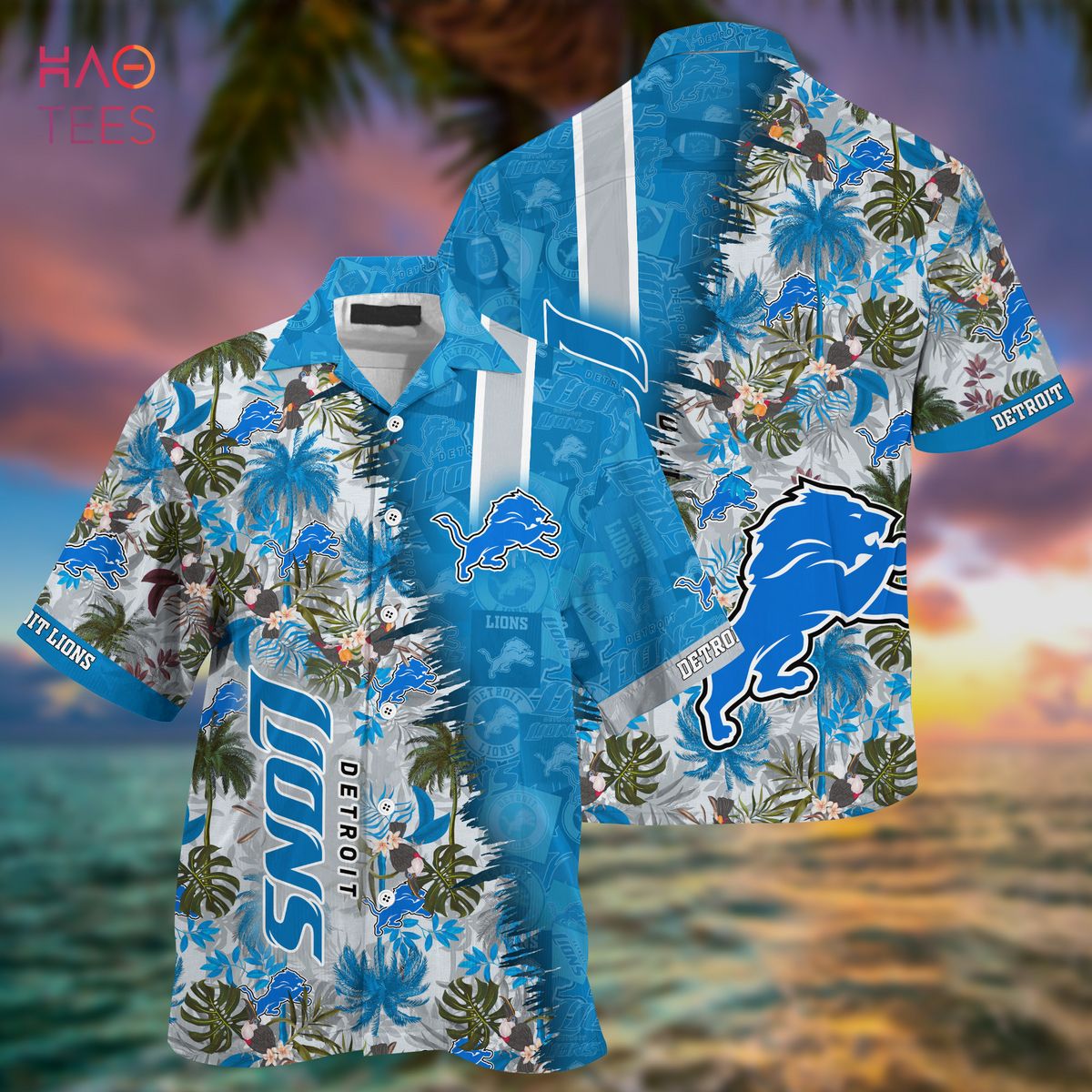 Detroit Lions NFLHawaiian Shirt and Short Vintage US Flag Graphic