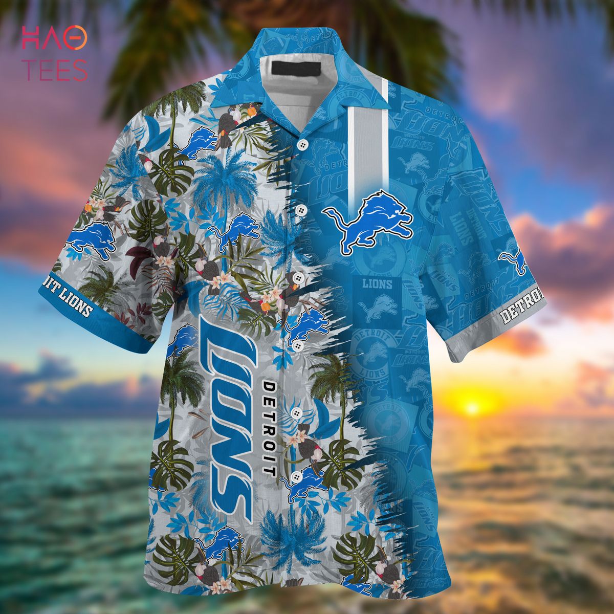 Detroit Lions NFLHawaiian Shirt and Short Vintage US Flag Graphic