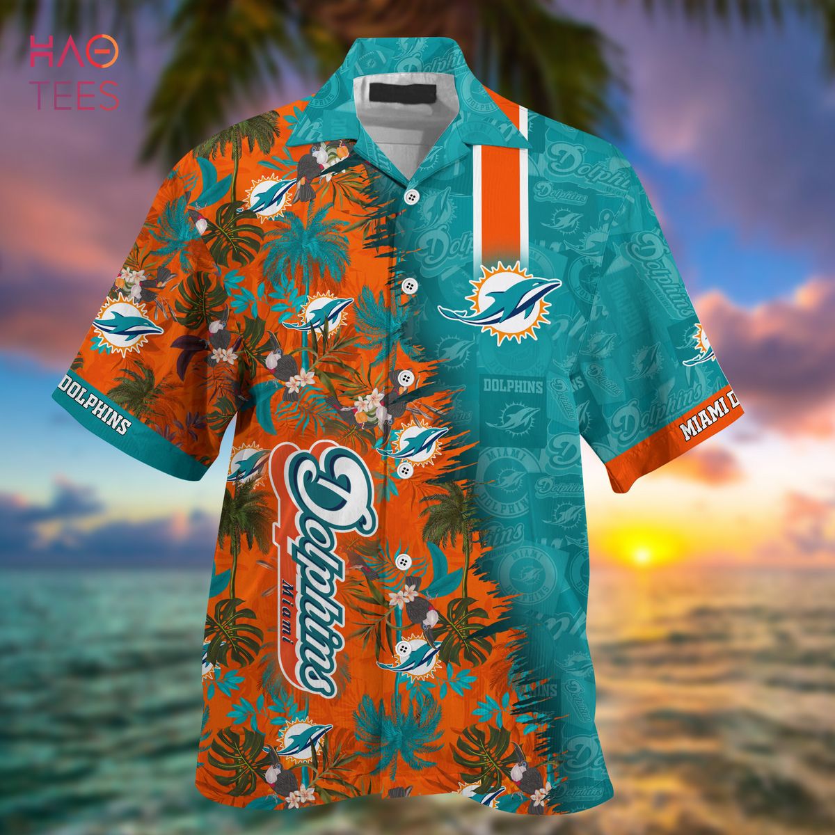 Miami Dolphins Womens Button Down Shirts Dresses Summer Hawaiian