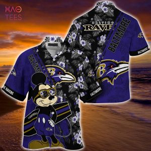Mickey And Floral Baltimore Ravens NFL Summer Hawaiian Shirt