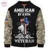 NEW American By Birth Veteran By Choice 3D Bomber Jacket