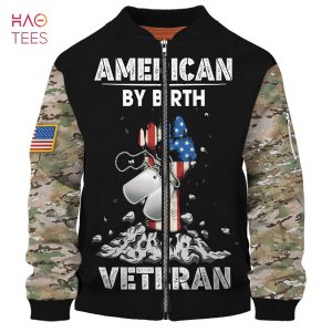 NEW American By Birth Veteran By Choice 3D Bomber
