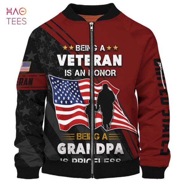 NEW Being A Veteran Is An Honor Being A Grandpa Is Priceless 3D Bomber