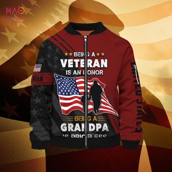 NEW Being A Veteran Is An Honor Being A Grandpa Is Priceless 3D Bomber