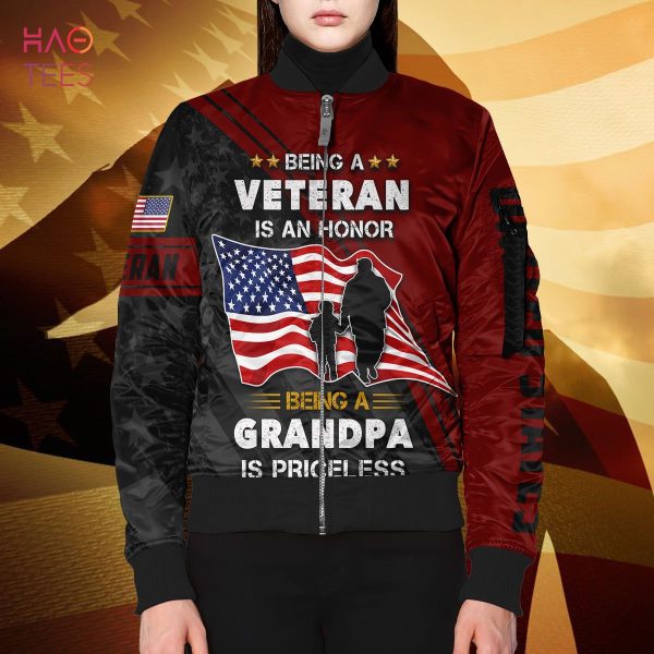 NEW Being A Veteran Is An Honor Being A Grandpa Is Priceless 3D Bomber