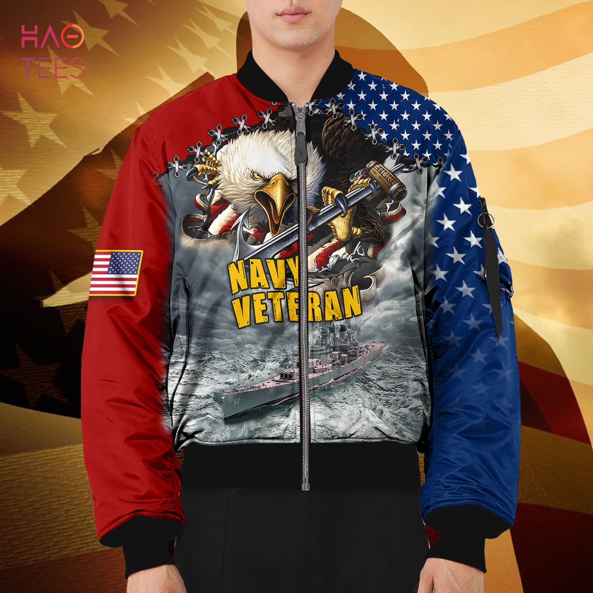 NEW Eagle And America Flag, United States Veteran 3D Bomber