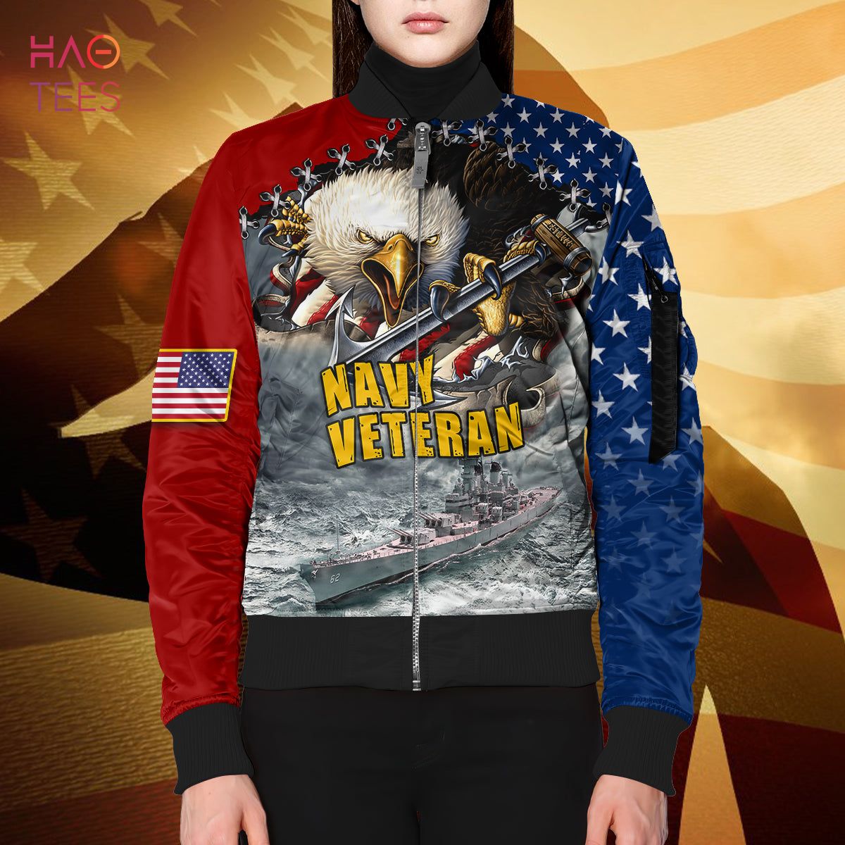 NEW Eagle And America Flag, United States Veteran 3D Bomber