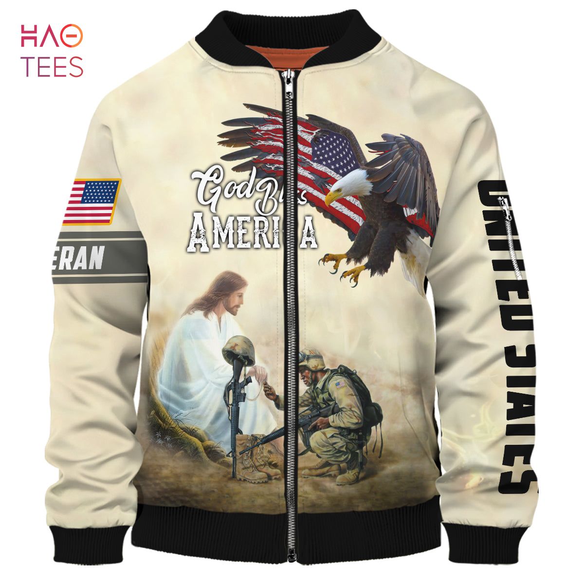 NEW God Bless America, Veteran With Eagle 3D Bomber, Gift For Veteran NEW God Bless America, Veteran With Eagle 3D Bomber, Gift For Veteran