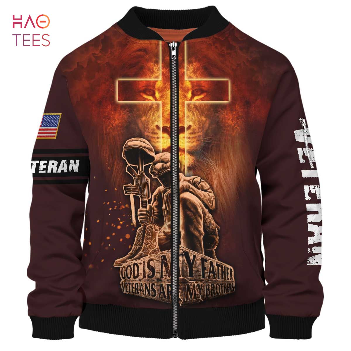 NEW God Is My Father Veterans Are My Brothers 3D Bomber