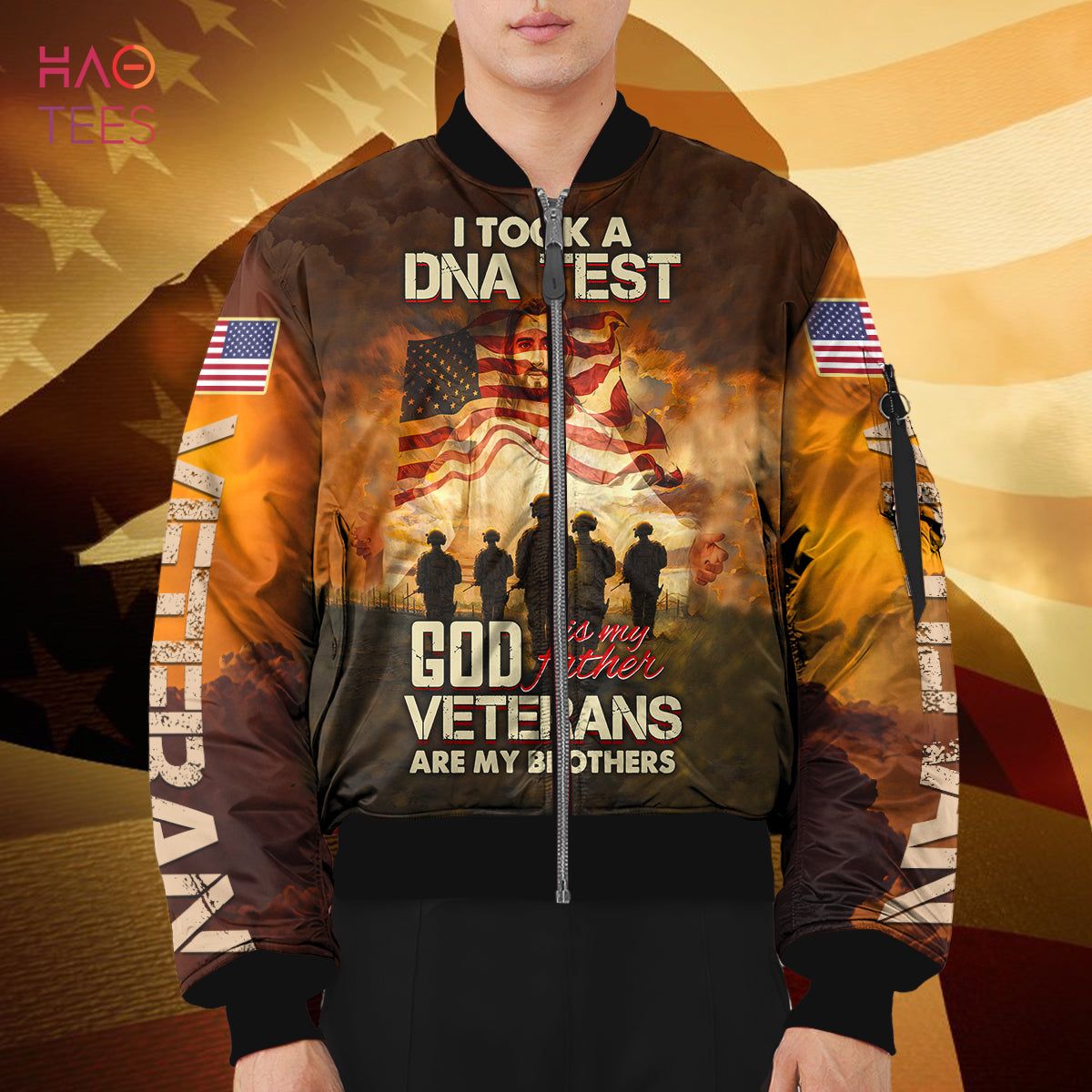NEW God Is My Father Veterans Are My Brothers 3D Bomber Limited Edition
