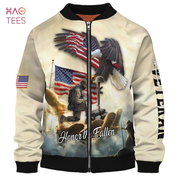 NEW Honor The Fallen, Eagle And America Flag 3D Bomber, Gift For US Veteran