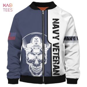 NEW Skull And Navy Veteran 3D Bomber NEW Skull And Navy Veteran 3D Bomber