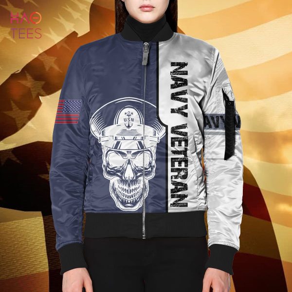 NEW Skull And Navy Veteran 3D Bomber