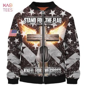 NEW Stand For The Flag Kneel For The Cross 3D Bomber NEW Stand For The Flag Kneel For The Cross 3D Bomber