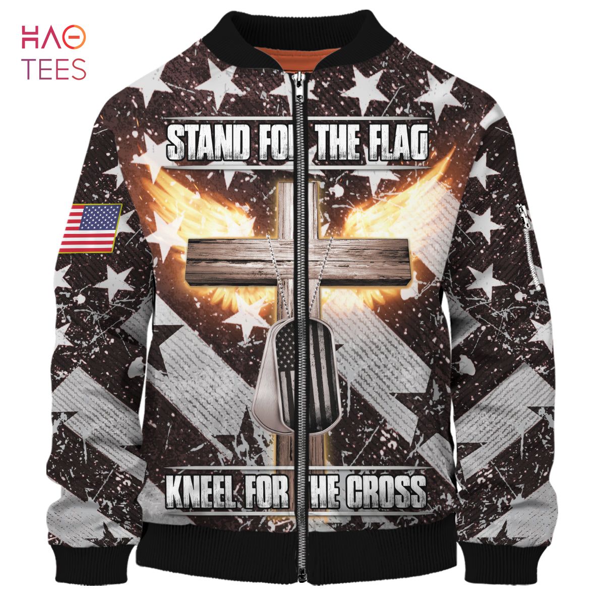 NEW Stand For The Flag Kneel For The Cross 3D Bomber