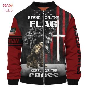 NEW Stand For The Flag Kneel For The Cross, Veteran 3D Bomber NEW Stand For The Flag Kneel For The Cross, Veteran 3D Bomber