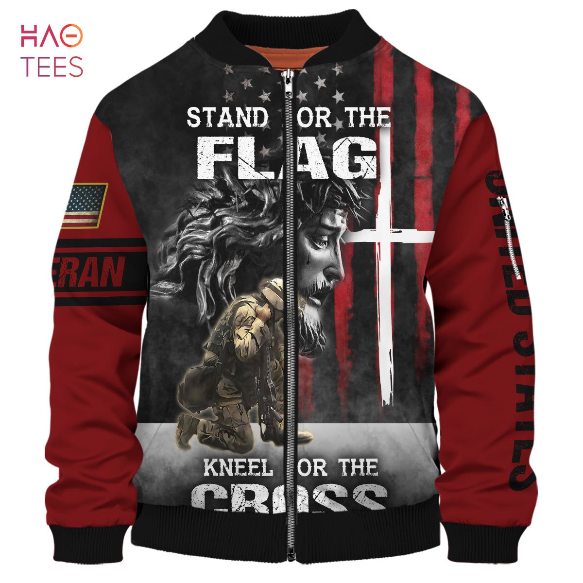 NEW Stand For The Flag Kneel For The Cross, Veteran 3D Bomber NEW Stand For The Flag Kneel For The Cross, Veteran 3D Bomber