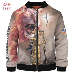 NEW Veteran With Lion, Veteran Flag 3D Bomber, Gift For Veteran NEW Veteran With Lion, Veteran Flag 3D Bomber, Gift For Veteran