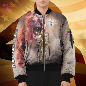 NEW Veteran With Lion, Veteran Flag 3D Bomber, Gift For Veteran