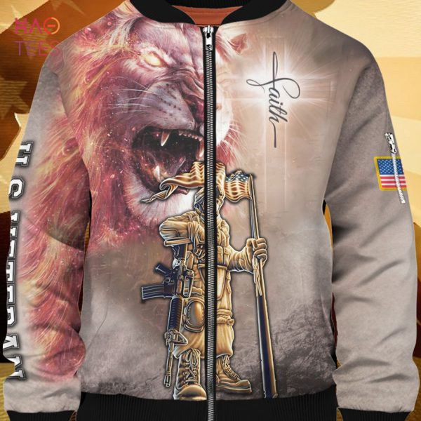 NEW Veteran With Lion, Veteran Flag 3D Bomber, Gift For Veteran