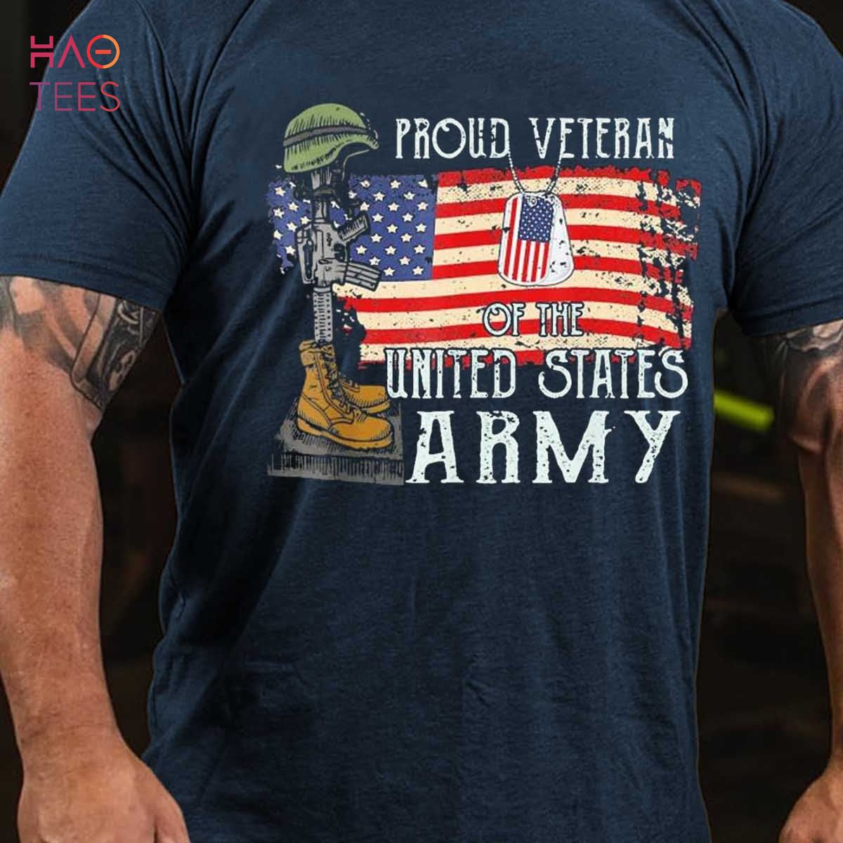 BEST Men Retro Proud Veteran Of The United States Army Pride US Flag T-Shirt