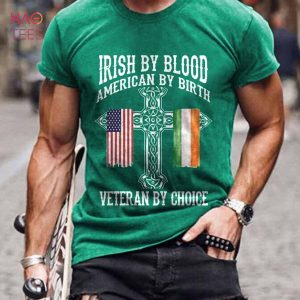 Men’s Irish By Blood Veteran By Choice Veteran St Patty’s Day T-Shirt